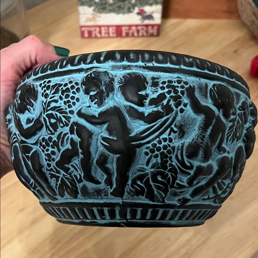 Decorative Black and Blue Cherub Bowl